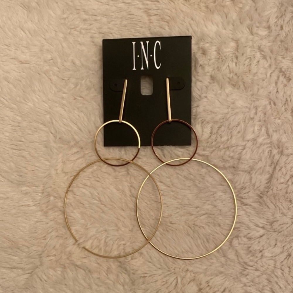 INC Large Gold Hoop Tower Earrings